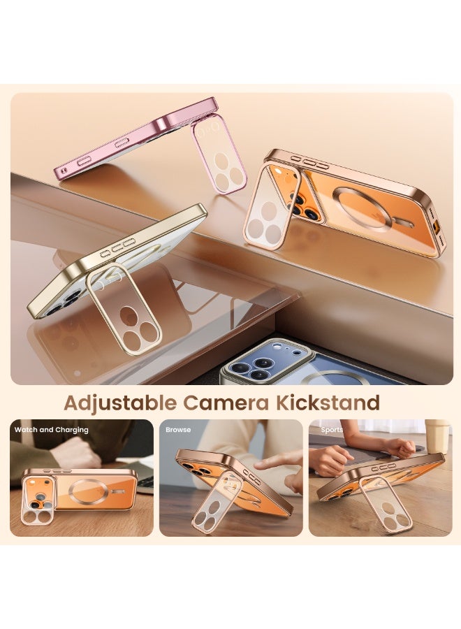GolbinBox Magnetic for iPhone 17 Pro Case with Stand, [Compatible with MagSafe], Camera Control Capture Button, 17FT Military-Grade Protection, Shockproof Slim Phone Case 6.3"(Rose Gold/Clear) - Image 3